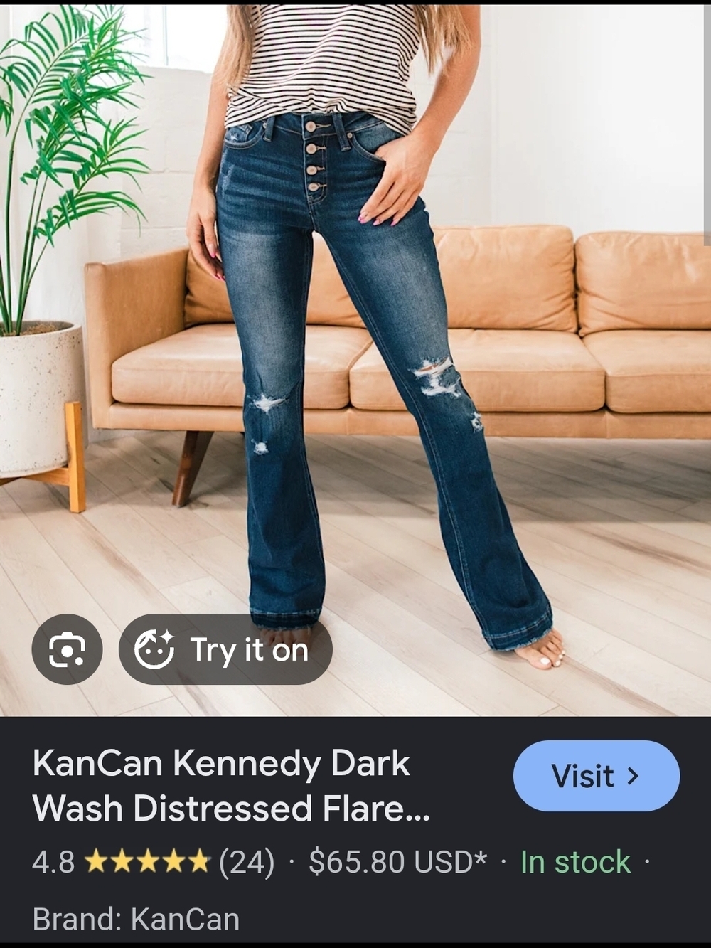 KanCan Dark Wash Distressed Flare Jeans 15/31